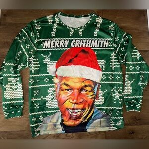 Festive Mike Tyson Green 'Merry Crithmith' Crewneck Sweater